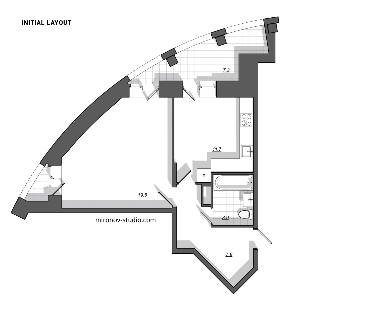 Apartment redevelopment, initial layout