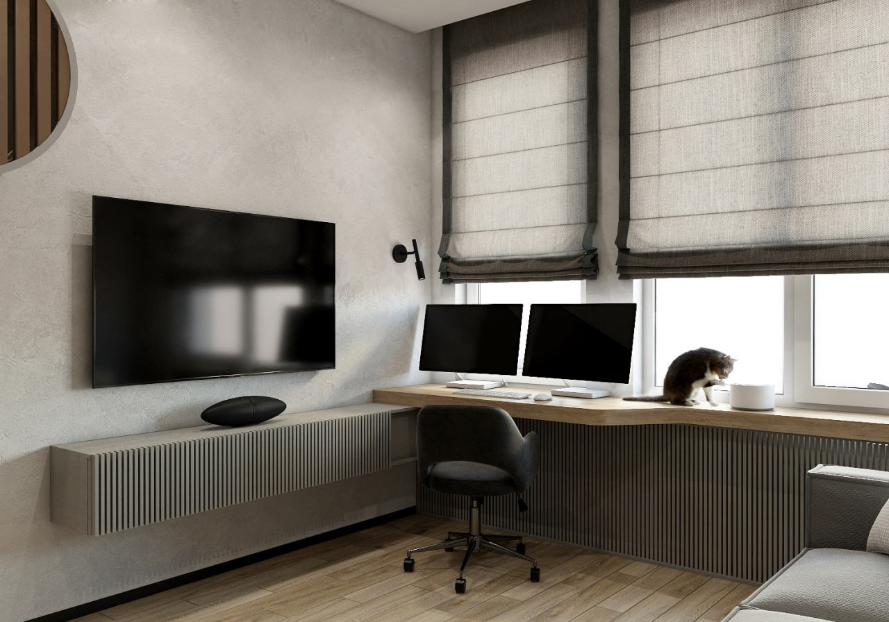 рабочий уголок в евродвушке