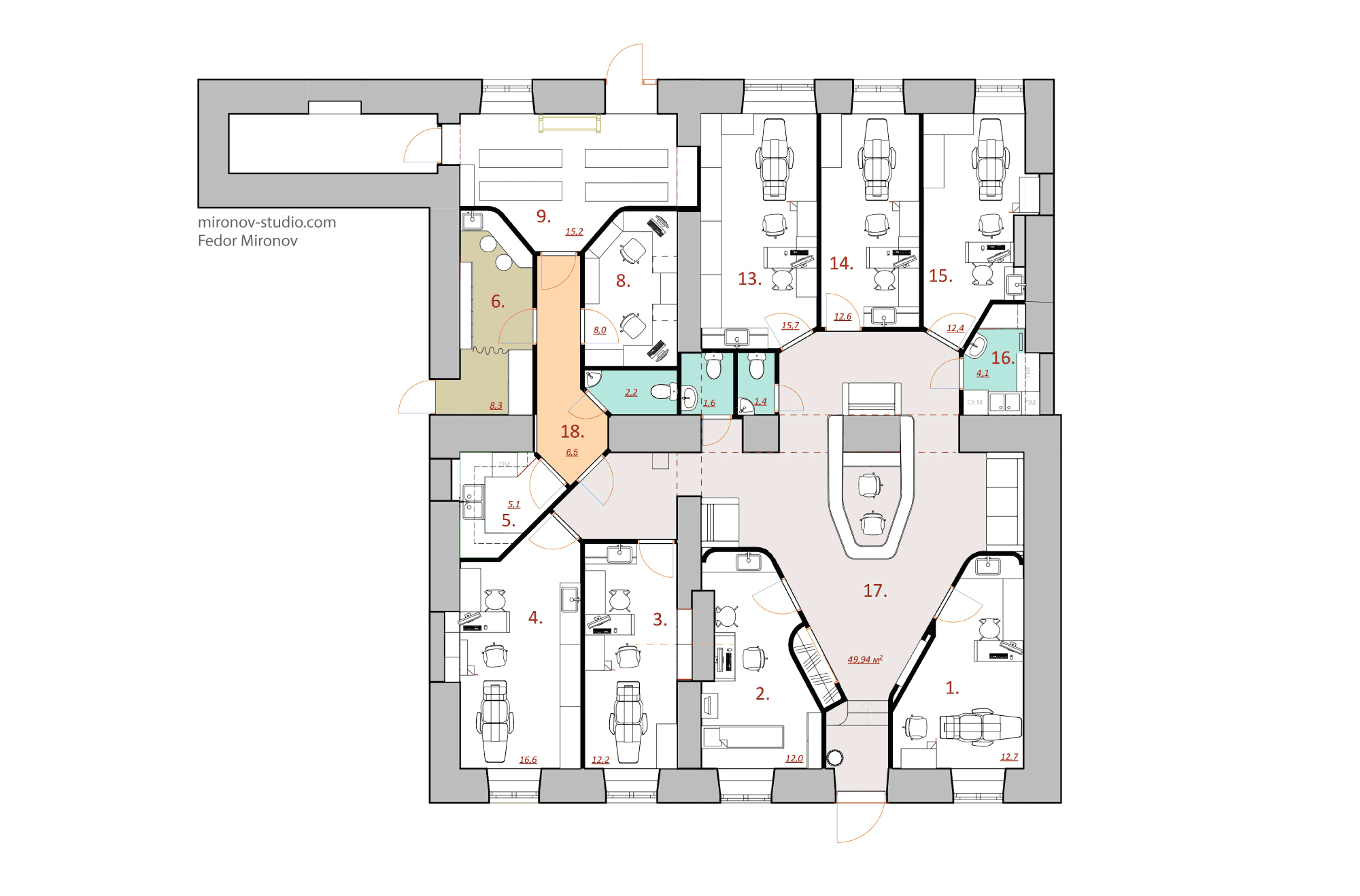 Планировка частной косметологической и подологической клиники