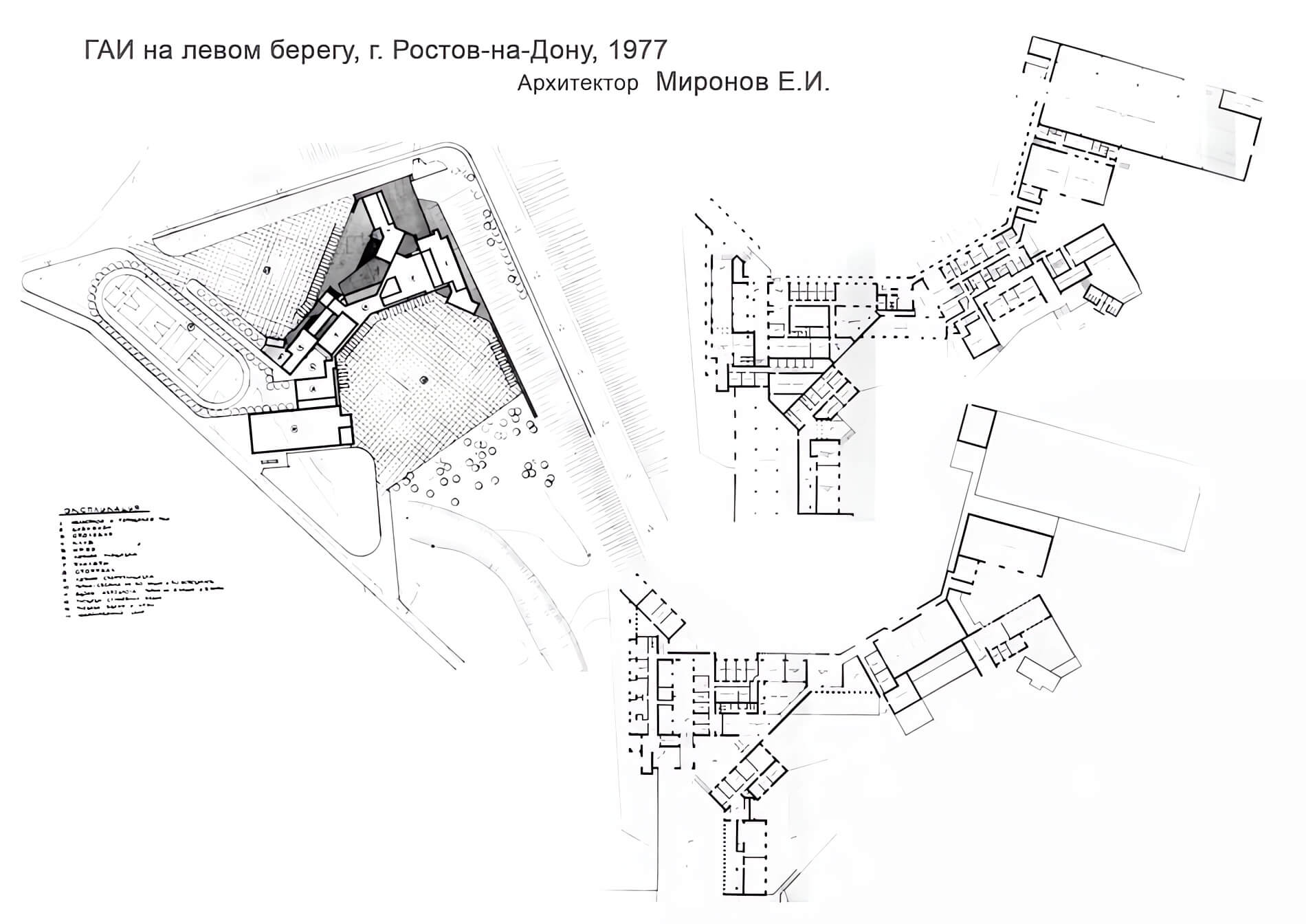 Проект здания ГАИ на левом берегу Дона, Ростов-на-Дону 1977, архитектор Е.И. Миронов